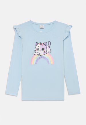 WITH FRILL DETAIL CAT PRINT - Langarmshirt - light blue