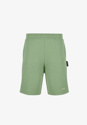 Zielone bawełniane szorty o luźnym kroju, z elastycznym paskiem, bocznymi kieszeniami i subtelnym logo marki na dole.