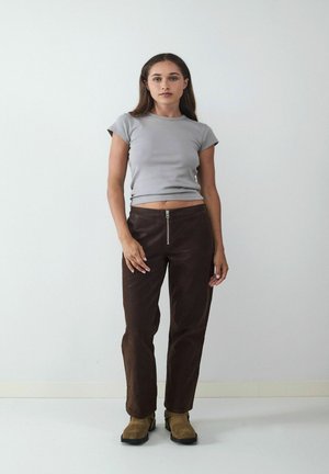 Leren broek - creamy brown