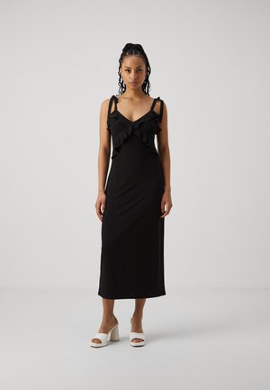 ONLSANDY FRILL DRESS - Žerzejové šaty - black