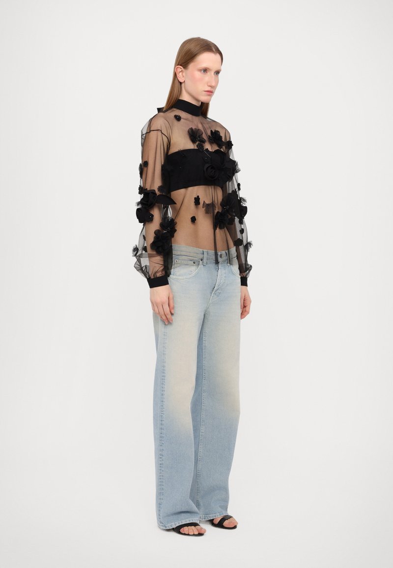 Viktor&Rolf FLORAL EMBROIDERY LONG SLEEVE TOP - Blouse - black