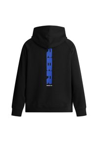 Μαύρο φούτερ με κουκούλα, κατασκευασμένο από βαμβακερό μείγμα υφάσματος, με μπλε γραφικό "RBR" και κείμενο "SINCE 04" στην πλάτη. Διαθέτει κουκούλα με κορδόνι.