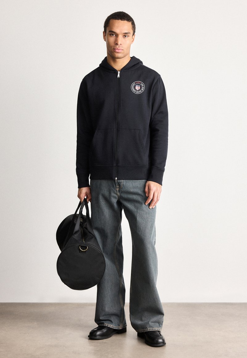 GANT GRAPHIC FULL ZIP HOODIE - Mikina na zip - black