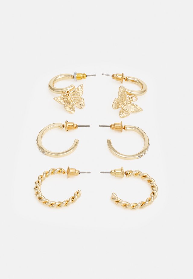 BUTTERFLY HOOP 3 PACK - Oorbellen - gold-coloured