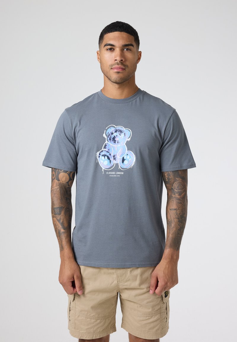 CLOSURE London GRAFFITI OUTLINE TEDDY TEE - T-shirts med print - midgrey