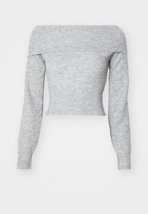 Weekday LOLO OFF SHOULDER - Pullover - grey melange