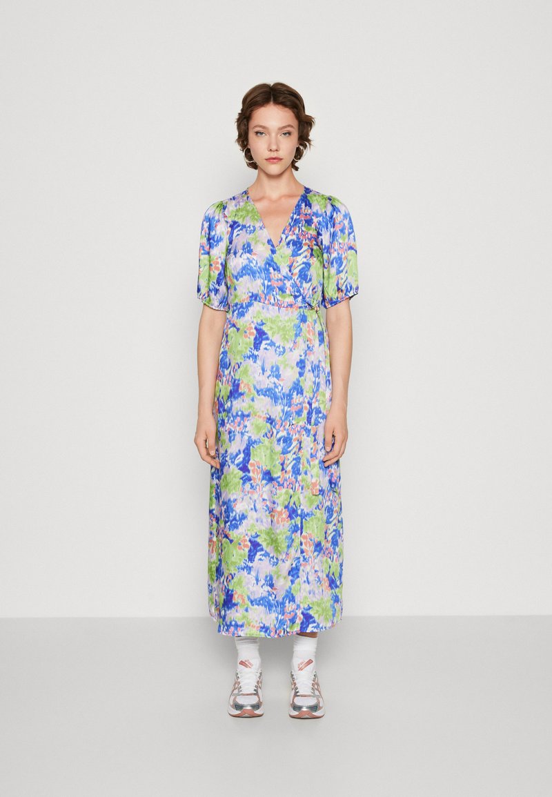 VILA VILAILA 2/4 WRAP MIDI DRESS - Cocktail φόρεμα / Φόρεμα για πάρτι - cloud dancer/colorful