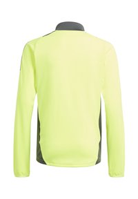 Lange mouwen sportshirt in felgeel met donkergrijze zijkanten en een kraag. Gemaakt van een gladde, lichte stof met een klassieke pasvorm.