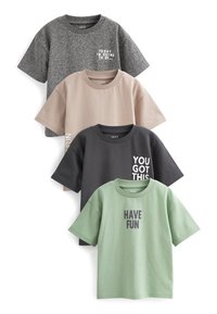 Next 4 PACK  - Triko s potiskem - green grey