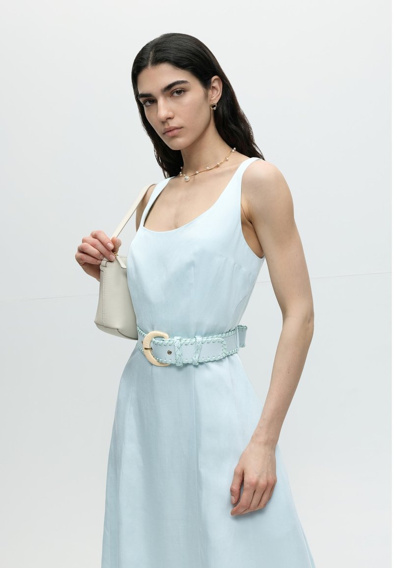 guess light blue dress GUESS Pleated midi dress Women