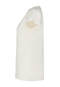 Valkoinen lyhythihainen t-paita, joka on valmistettu pehmeästä puuvillasta. Siinä on rento leikkaus, pyöreä kaula-aukko ja sileä pinta ilman näkyviä kuvioita.