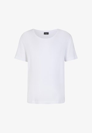 Korte mouwen witte T-shirt, ronde hals, zachte katoenen stof, relaxte pasvorm, geen patronen of grafieken, subtiele naaddetails.