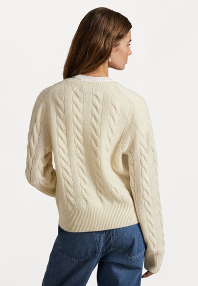 Polo Ralph Lauren CABLE-KNIT WOOL-CASHMERE CARDIGAN - Chaqueta de punto - authentic cream
