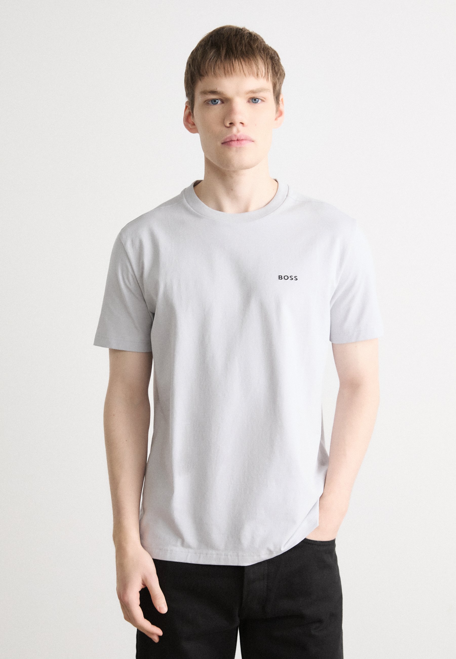 BOSS TEE Basic T-shirt light pastel grey/grey