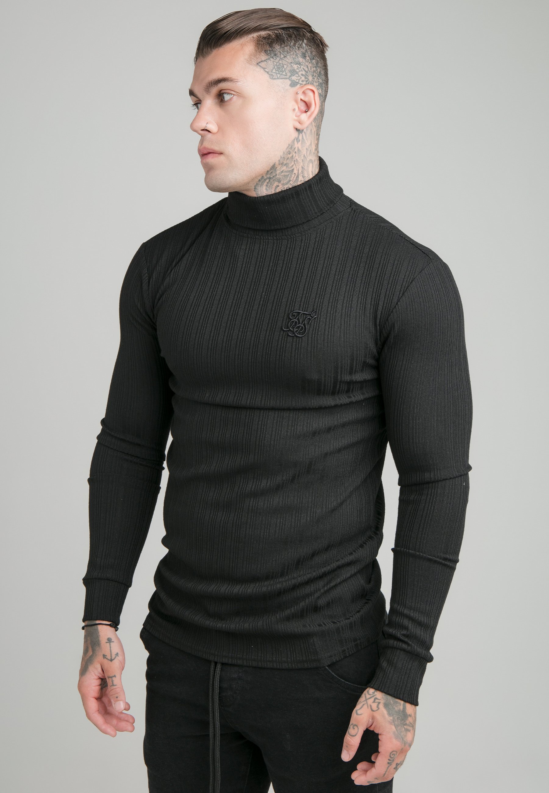 black ribbed polo neck