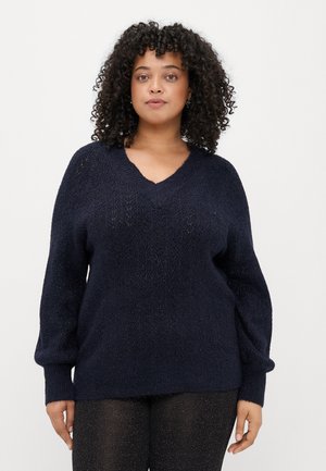 CARLUCILLA GLITTER V NECK  - Neule - night sky