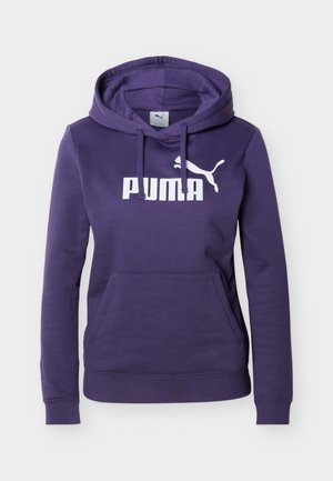 Peenest kapuutsiga dressipluus, valmistatud pehmest kangast, mille esiküljel on suur valge „PUMA“ logo ja kängurutasku.