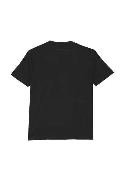 T-shirt nera a maniche corte realizzata in tessuto liscio e traspirante. Presenta un collo a giro e un logo sottile sulla parte alta della schiena.
