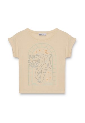 INSIDE, CAMISETA TIGRE ALGODÓN - Camiseta estampada - beige