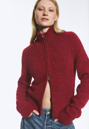 Weekday FITTED ZIP CARDIGAN - Gilet - dark red