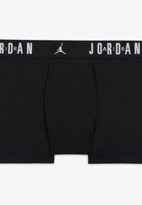 Črne bokserice iz bombaža s prilagodljivim pasom, ki prikazuje logotip "JORDAN" in belo Jumpman grafiko.