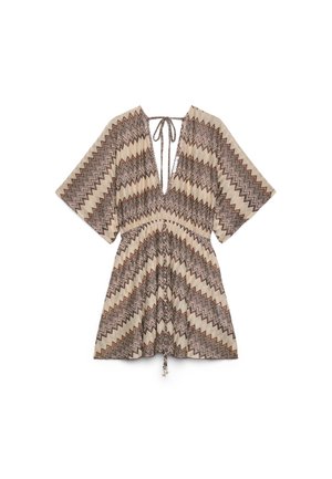 Terranova, KAFTANO A ZIG ZAG CON SCOLLO A V E COULISSE - Vestito casual - var cacao