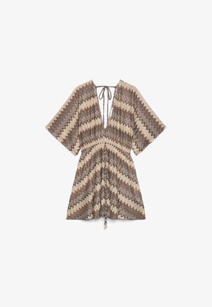 Terranova, KAFTANO A ZIG ZAG CON SCOLLO A V E COULISSE - Vestito casual - var cacao