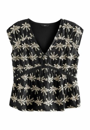 BRODERIE PETITE - Blus - black with tan