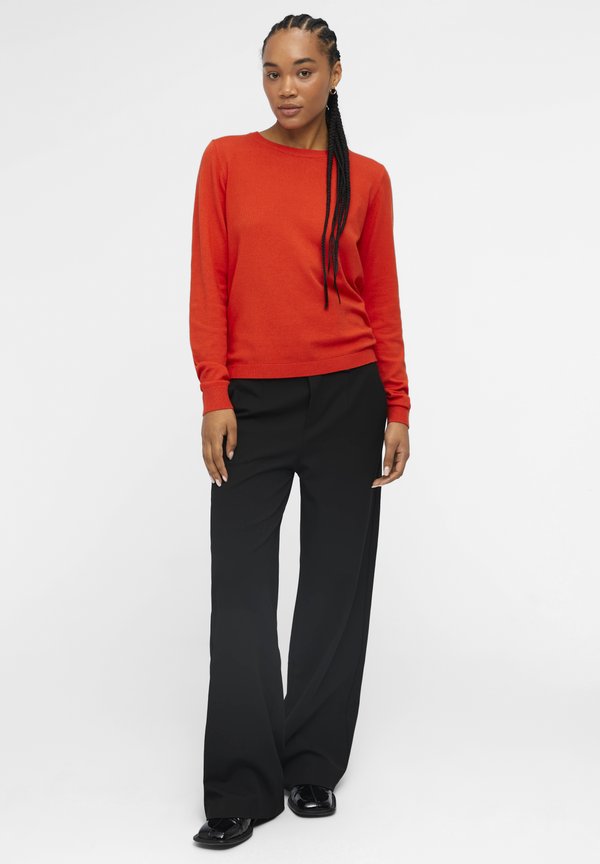 OBJTHESS LS O-NECK - Jumper - cherry tomatodetail melange3