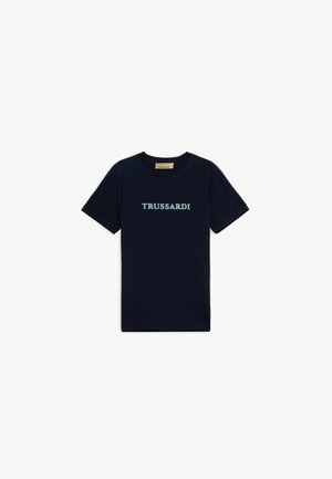 Trussardi, T-SHIRT SLIM FIT CON STAMPA IN JERSEY STRETCH - T-Shirt print - blu