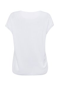 Wit mesh t-shirt met korte mouwen, voorzien van een ronde halslijn en een losse pasvorm. De textuur is ademend met een subtiel, open weefpatroon.