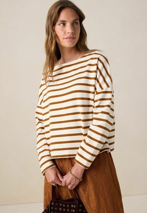GESTREIFTES LANGARM - Long sleeved top - braun