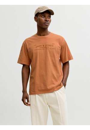 JPRBLUAIDEN SS TEE - T-shirt print - amber brown