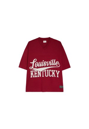 Bershka, MESH - PRINTED T-SHIRT - Print T-shirt - red