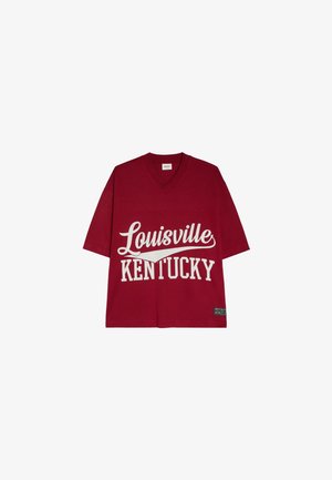 Bershka, MESH - PRINTED T-SHIRT - Print T-shirt - red