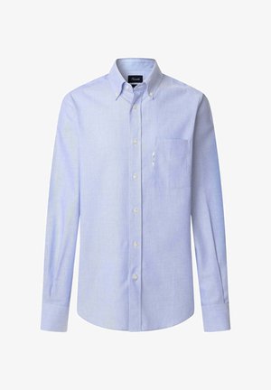 Lichtblauw overhemd met knopen, gemaakt van een katoenmix, met een borstzak, lange mouwen, verstelbare manchetten en een klassieke kraag.
