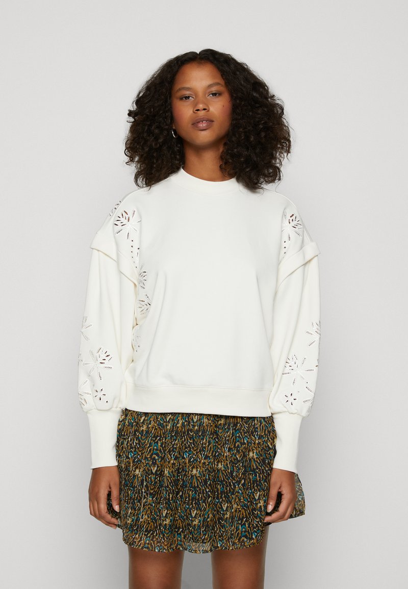 Scotch & Soda PUFF SLEEVE EMBROIDERY Sweatshirt vanilla white/off