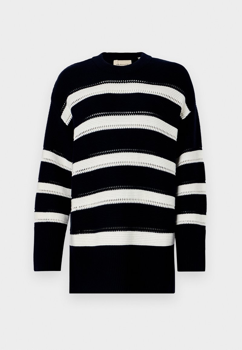 GANT STRIPED TEXTURED Strickpullover evening blue/dunkelblau