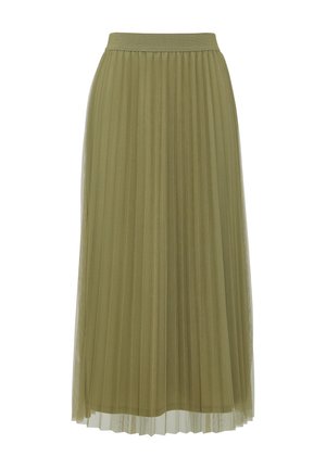 s.Oliver BLACK LABEL LANGER MIT UND FUTTER - Pleated skirt - olivgrün