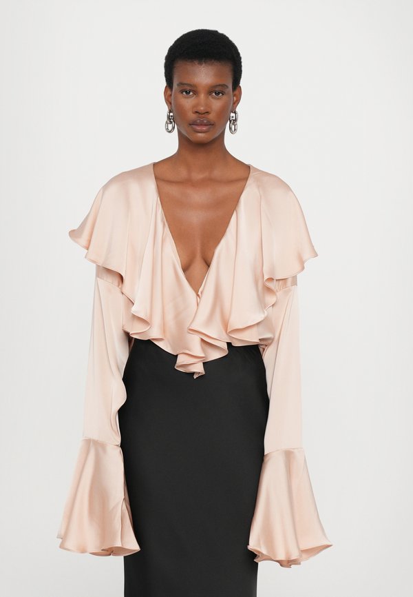 LONG SLEEVE DEEP V RUFFLE BODYSUIT - Bluse - baby