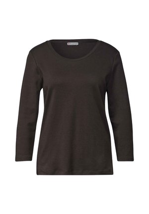 Street One, 3/4-ARM SHIRT MIT RUNDHALS IN UNIFARBE - T-shirt à manches longues - black coffee