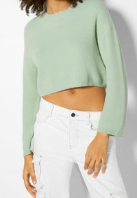 Bershka Stickad tröja - evergreen