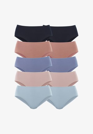 Assorted underwear set featuring nine pairs in varying colors: navy, rose, pink, lavender, and light blue. Soft material, seamless design.