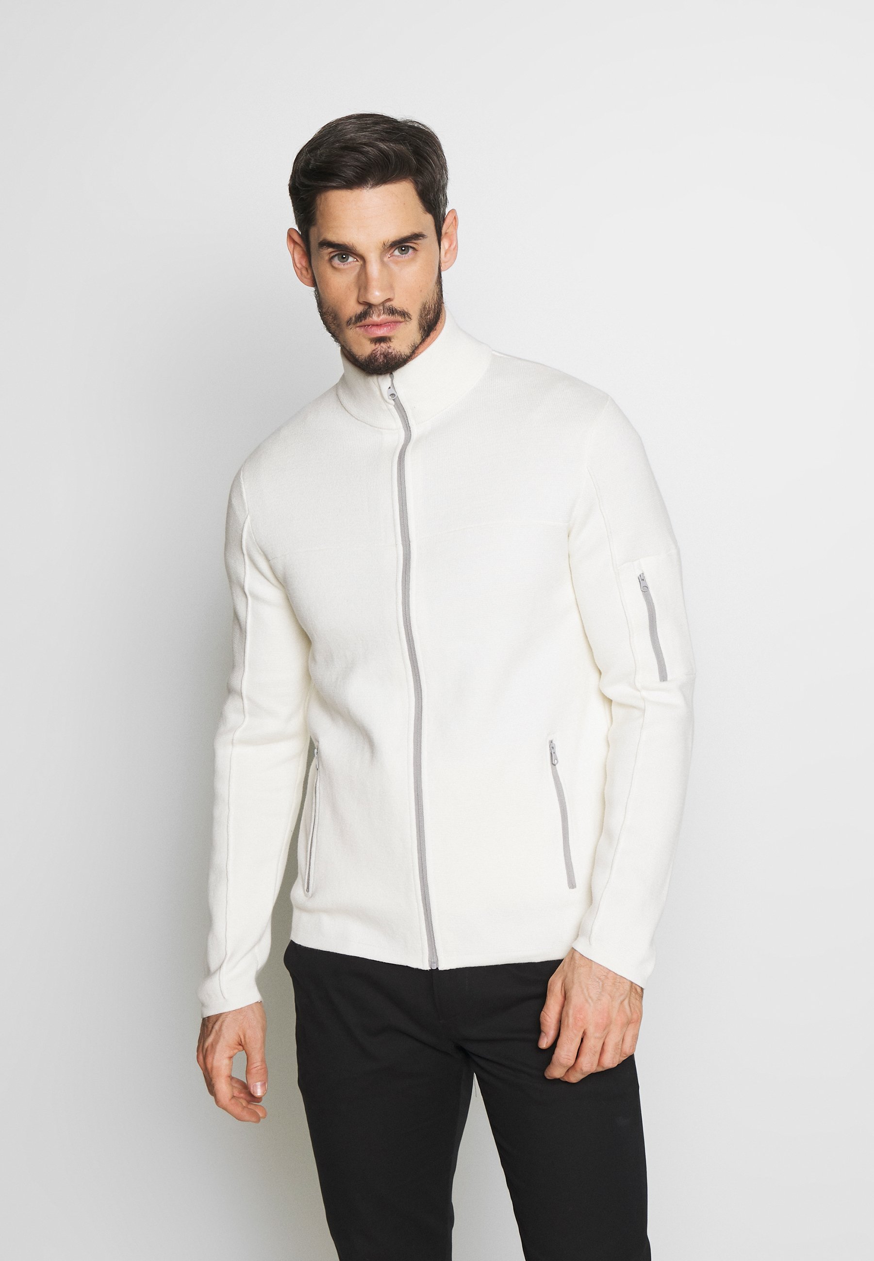 celio white leather jacket