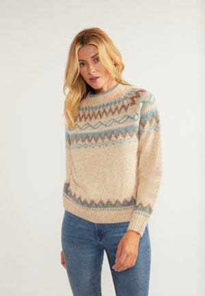 Jumper - beige blau braun