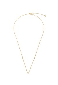 Guldhalskæde med tre små, runde krystaldekorationer placeret langs kædens længde, med en delikat justerbar lås.