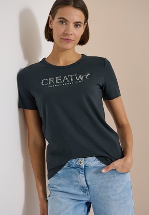 Cecil, T-SHIRT MIT RUNDHALS UND GLITZER-WORDING - T-shirt imprimé - palm breeze green