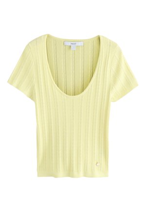 Next, SCOOP NECK POINTELLE SHORT SLEEVE - Lihtne T-särk - light yellow