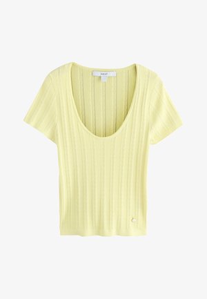 Next, SCOOP NECK POINTELLE SHORT SLEEVE - Lihtne T-särk - light yellow