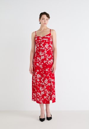 TEXTURED MIDI DESS - Robe de jour - red